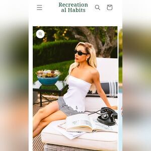 Recreational Habits Mila Strapless Top with Scalloped Hem in White